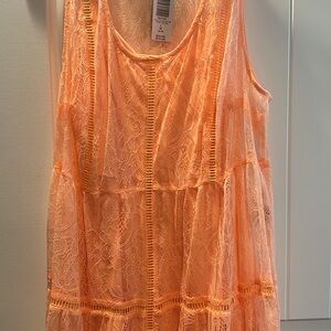 Orange Lace Sleeveless Dress